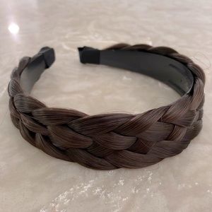 NWT dark brown braided headband chocolate  braid plaited stretch and inner grip